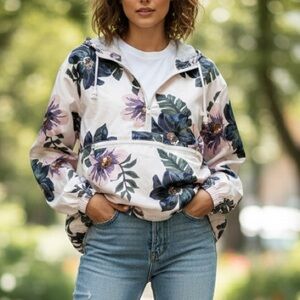 Thread & Supply Floral Half-Zip Windbreaker - Medium